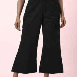 People by Pantaloons Black Cotton Flared Pants-picture-27