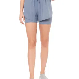 Amante Blue High Rise Sports Shorts-image-70