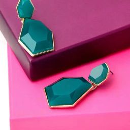 Accessorize London Reconnected Green & Golden Dangler Earrings-image-73