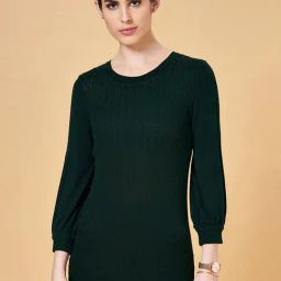 Annabelle by Pantaloons Green Self Pattern Sweater-46