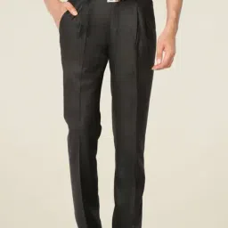 Van Heusen Black Mid Rise Slim Fit Pleated Trousers-picture-19