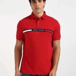 Tommy Hilfiger Medium Red Cotton Regular Fit Logo Printed Polo T-Shirt-picture-12