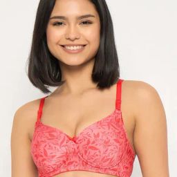 Clovia Pink Regular Fit Printed Bra-picture-37