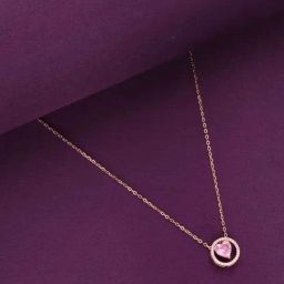 Kai Jewel Sterling Silver Rose Gold Pink Zircon Heart Necklace-image-21