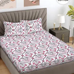 Myntra Elegant Homes Red & Black Floral 400 TC King Bedsheet with 2 Pillow Covers-image-78