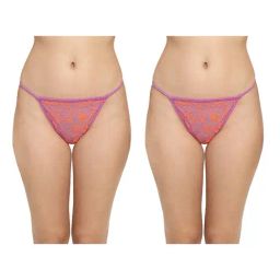Erotissch Pack Of 2 Purple Floral Print Thongs-image-86