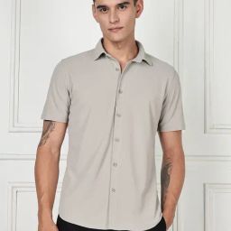 Thomas Scott Grey Slim Fit Solid Shirt-image-63