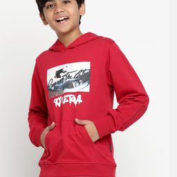 Lil Tomatoes Boys Red Graphic Printed Fleece Long Sleeves Hooded Sweatshirt-picture-41