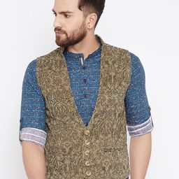 even Men Brown & Black Printed Waistcoat-image-49