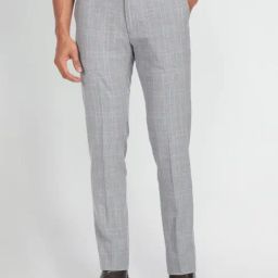 Arrow Newyork Grey Slim Fit Checks Trousers-image-91