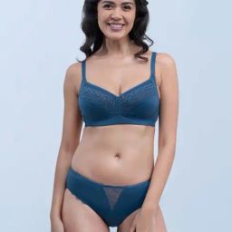 Soie Blue Lace Work Bra Panty Set-picture-44