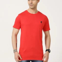 Masculino Latino Red Cotton Regular Fit T-Shirt-image-14