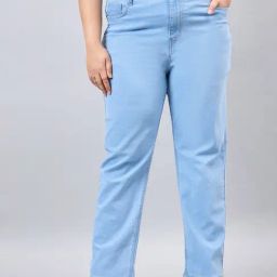 Style Quotient Light Blue Cotton Straight Fit High Rise Jeans-83