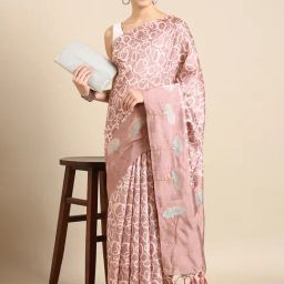 Kalyan Silks Pink Silk Printed Saree With Unstitched Blouse-picture-21