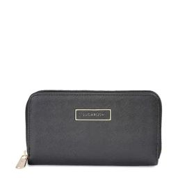 Sugarush Esther Black PU Solid Zip Around Wallet-10