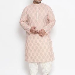 KISAH PLUS Peach Regular Fit Printed Kurta-image-23