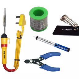 Fadman Basic Complete Kit Part Type-5 Soldering Iron Kit, Solder Wire, Stand, Wire Cutter, Desoldering Pump, Soldering Iron 25 W Simple (Flat Tip)-44