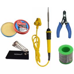 Fadman Soldering Iron Kit, Solder Wire, Soldering Paste, Stand, Cutter, Yellow & Black Soldering Iron 25 W Simple (Flat Tip)-16