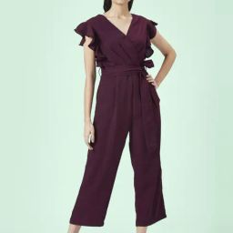 Annabelle by Pantaloons Plum V-Neck Jumpsuit-picture-5