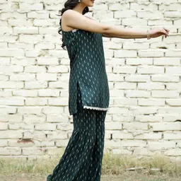 mokshi Ethnic Motifs Printed Shoulder Straps Gotta Patti Straight Kurti With Sharara-20