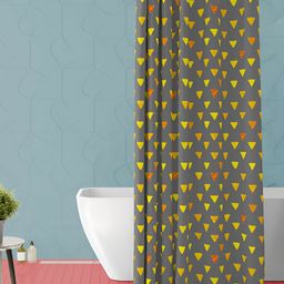 ArtzFolio Grey & Yellow Geometric Printed Waterproof Shower Curtain-11