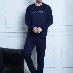 Vimal Jonney Navy Regular Fit Printed Sweatshirt & Trackpants Set-picture-47