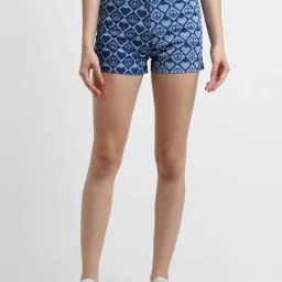 Forever 21 Blue Cotton Printed Mid Rise Shorts-image-39