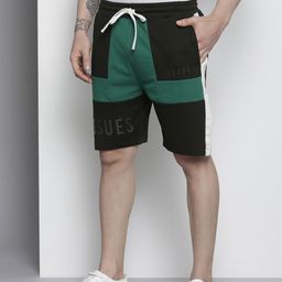 The Indian Garage Co Men Black & Green Colourblocked Shorts-image-75