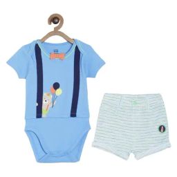 MINIKLUB Kids Blue Printed Bodysuit with Shorts-picture-17