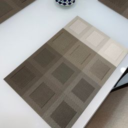 HOKIPO Set Of 4 Brown & Grey Geometric Washable Table Placemats image 3