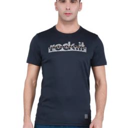 Rock.it Navy Regular Fit Printed Sports T-Shirt-image-7