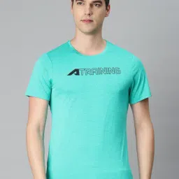 ALCIS Turquoise Slim Fit Anti Static Printed Sports T-Shirt-image-17