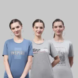 Vimal Jonney Blue & Grey Cotton Printed Sports T-Shirt - Pack Of 3-image-20