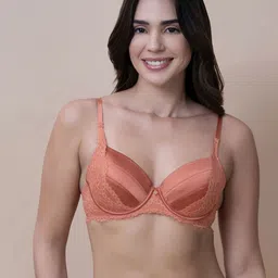 Amante Floral Half Coverage Underwired Lightly Padded T-shirt Bra-image-3
