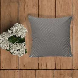 ZEBA World Grey Embroidered Geometric Square Cushion Cover-picture-18