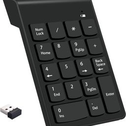cdl tech Wireless 18 Key Numeric Keypads Numpad 2.4GHz Mini USB Receiver Portable Silent Financial Accounting Wireless Numeric Keyboard Extensions for Laptop, Desktop, Surface pro, Notebook, PC image 1