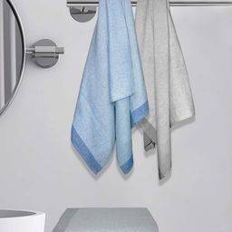 Athom Living Astar Blue & Grey 4 Pieces Striped Cotton 210 GSM Bath Towels-24