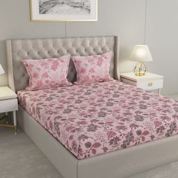 Raymond Home Pink & Grey Printed 140 TC Cotton Queen Bedsheet Set 2.29 m x 2.54 m-picture-8