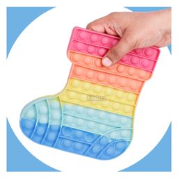Fiddlerz Socks Shape Pop Bubble Stress Relieving Silicone Pop It Fidget Toy - Multicolour-picture-44