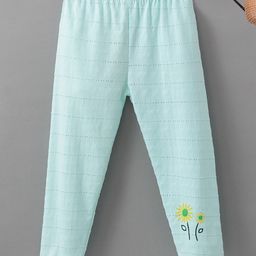 Kookie Kids Full Length Cotton Lycra Leggings Flower Print - Green-image-87
