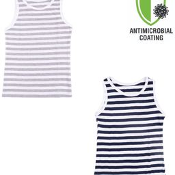 COCOON ORGANICS Pack Of 2 Sleeveless Rugby Striped Vests - Black & White-image-64