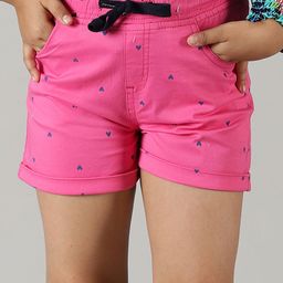 Kiddopanti All Over Heart Printed Roll Up Shorts - Pink-image-53