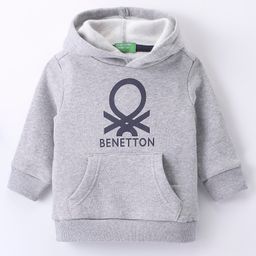 UCB Full Sleeves Hooded Sweatshirt Logo Print - Grey-picture-20