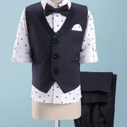 Robo Fry Full Sleeves Textured 3 Pieces Party Suit - Blue-picture-35