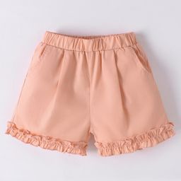 Kookie Kids 100% Cotton Shorts With Frill Design Solid Colour - Pink-image-67