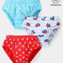 Babyhug 100% Cotton Single Jersey Anti Bacterial Panties Hearts and Polka Dots Print Pack Of 3- Multicolor-picture-7