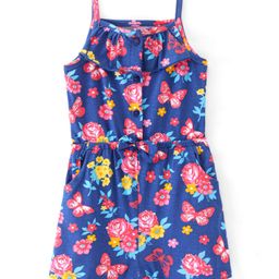 Babyhug Cotton Knit  Singlet Sleeves  Floral Printed Jumpsuits - Navy-image-41