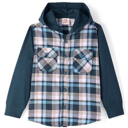 Rikidoos Full Sleeves Checked Hooded Shirt - Multi Colour-image-65