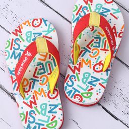 Pine Kids Slip On Flip Flops with Text Print - White & Red-image-89