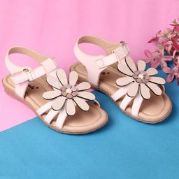 boyz n galz Shimmer Flower Applique Detailed & Rhinestone Embellished Sandals - Pink-image-55